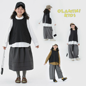 OLAMIMI定制2025春 亲子欧法系高级气质竖条纹开衩短款 背心马甲