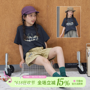 OLAMIMI儿童亲子夏休闲趣味涂鸦印花男女童宽松百搭短袖T恤