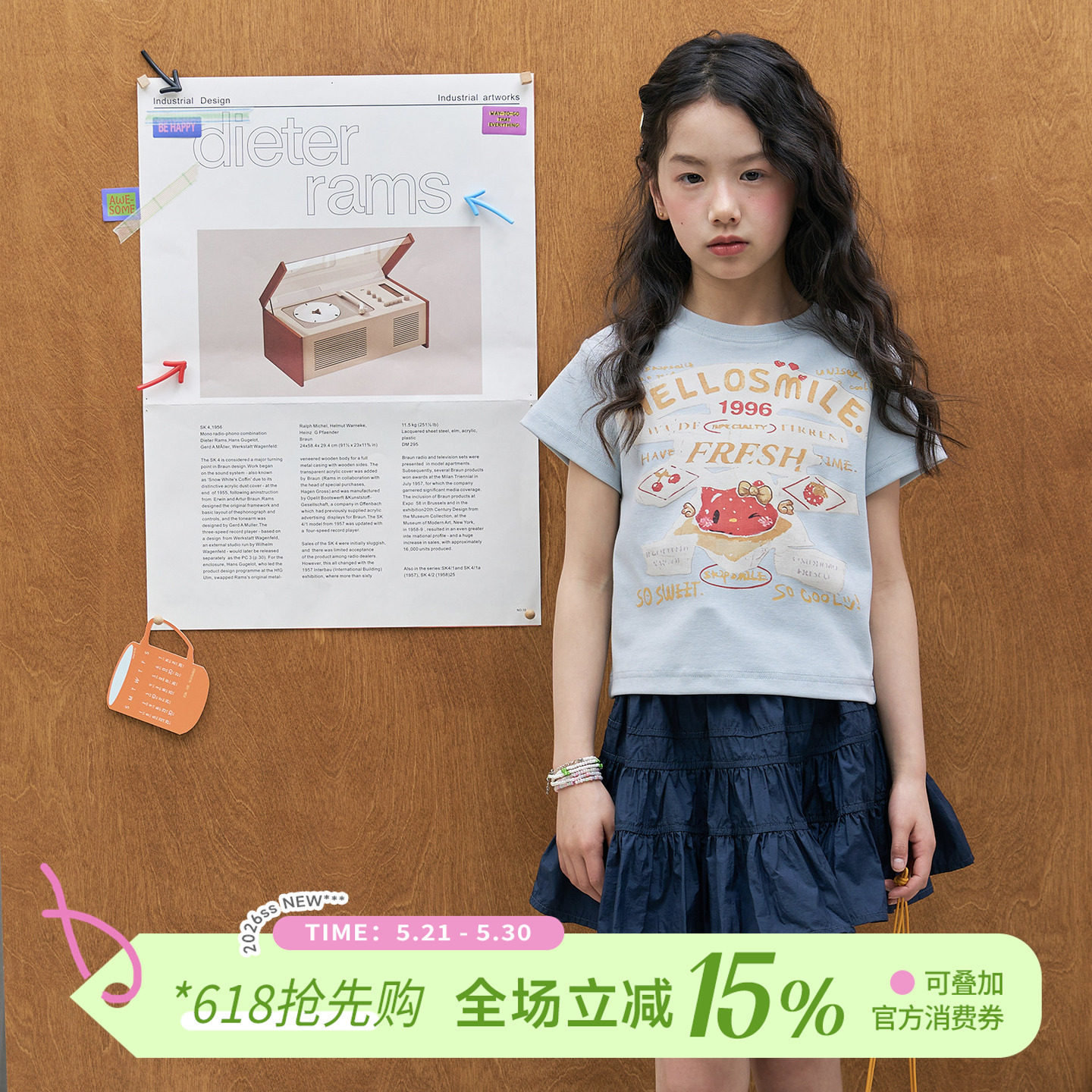 OLAMIMI儿童亲子2026夏甜酷趣味卡通印花小猫修身短款短款短袖T恤