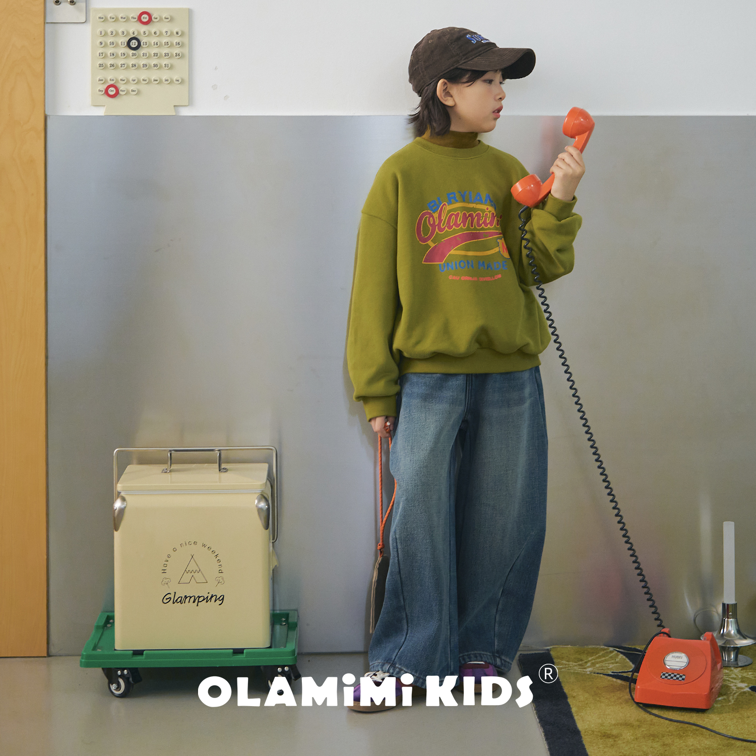 OLAMIMI亲子美式球场字母卫衣