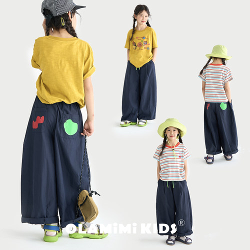 OLAMIMI女童夏季凉感弯刀裤