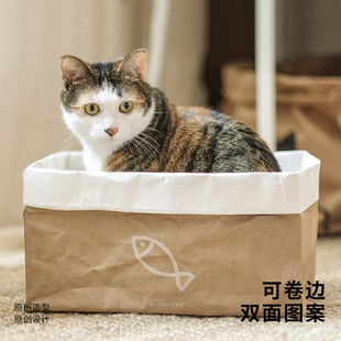 奶斯猫窝牛皮纸猫咪玩具纸箱抓板瓦楞纸磨爪四季 meowcard 耐撕屋