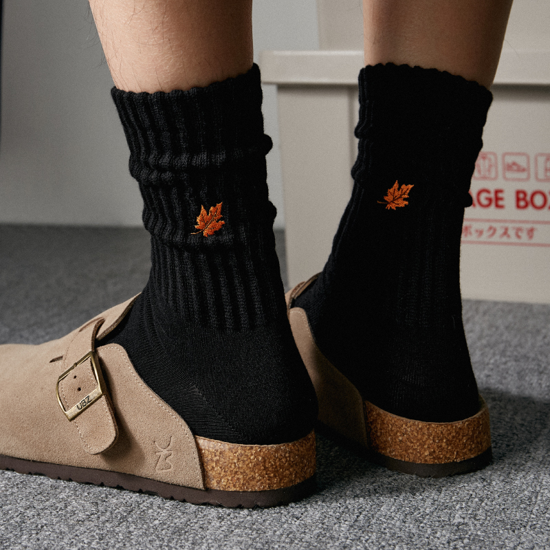 黑色袜子男日系中筒袜精梳棉长袜