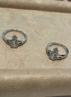 经典款土星钻戒单钻圆钻星球戒指925银