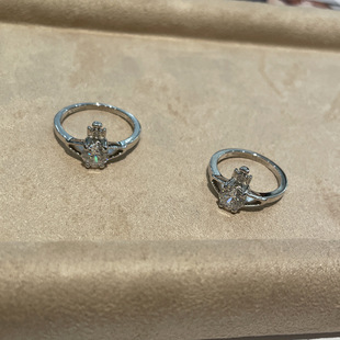 经典款土星钻戒单钻圆钻星球戒指925银