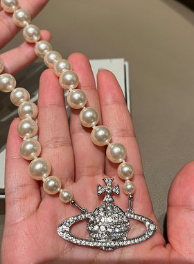 满钻珍珠项链中号时髦chocker百搭锁骨链