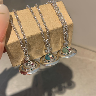 小号立体星球orb项链琉璃珠彩钻土星球吊坠星球锁骨