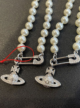 别针珍珠项链土星回形针珍珠吊坠