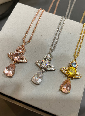 多色款人鱼眼泪水滴钻项链精工厚金直播爆款