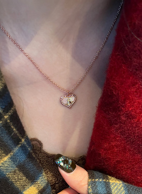 爆款天然粉贝爱心项链心动吊坠金色银色颈链锁骨链高级感