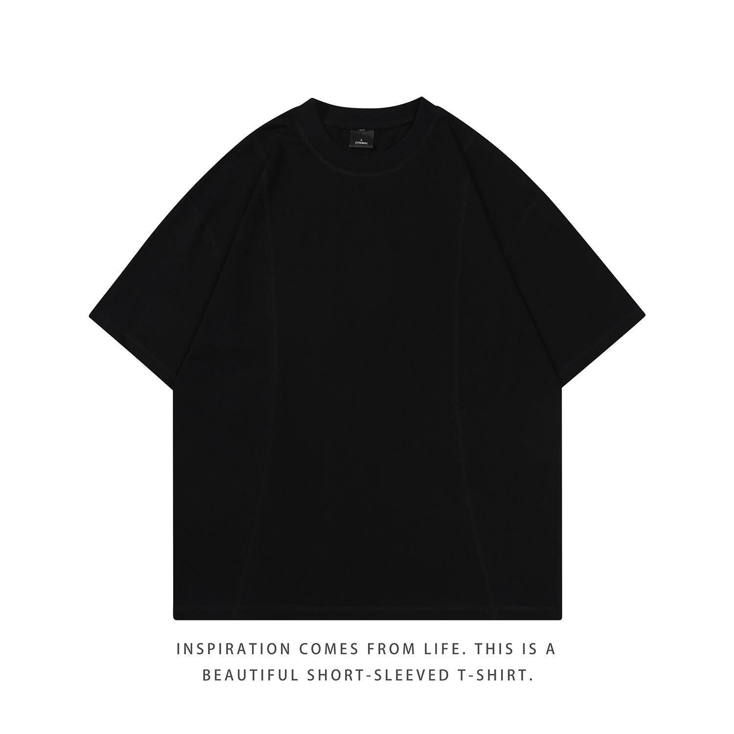 春季2026新款浩库青少年男士修身100纯棉宽松圆领打底男短袖T恤潮