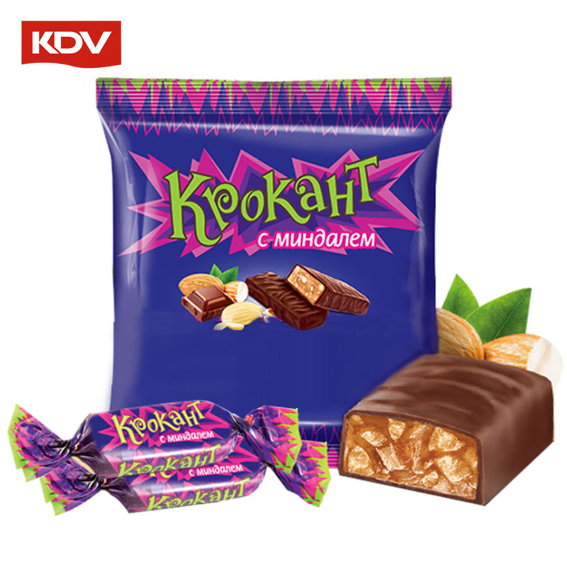 kdv俄罗斯进口紫皮糖原装正品kpokaht巧克力夹心糖果零食喜糖散装
