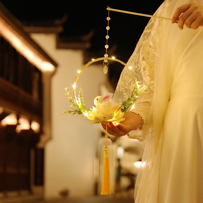 国庆花灯笼2021汉服手提diy玉兔花灯古风气氛摆摊挂饰传统宫灯