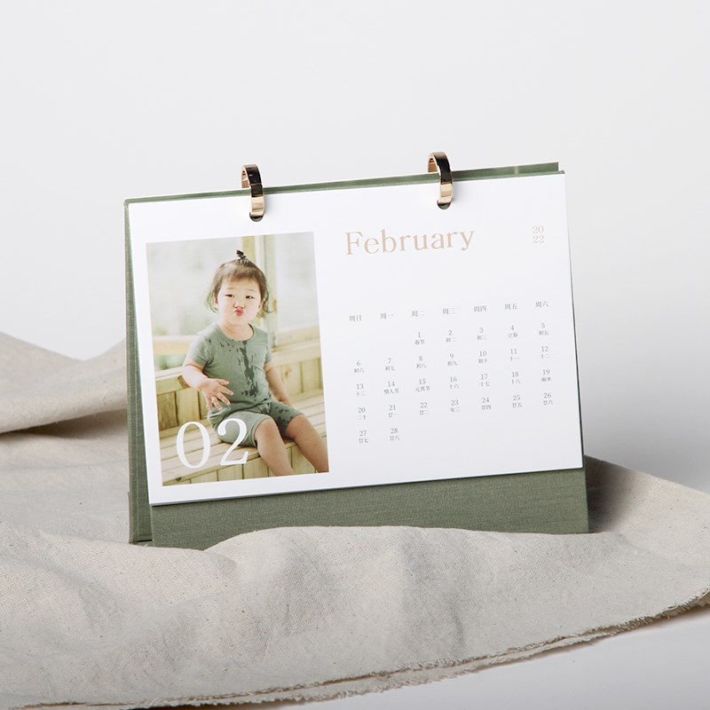 2022年台历定制麻布日历8寸摆台照片书 diy个性公司年历店长推荐