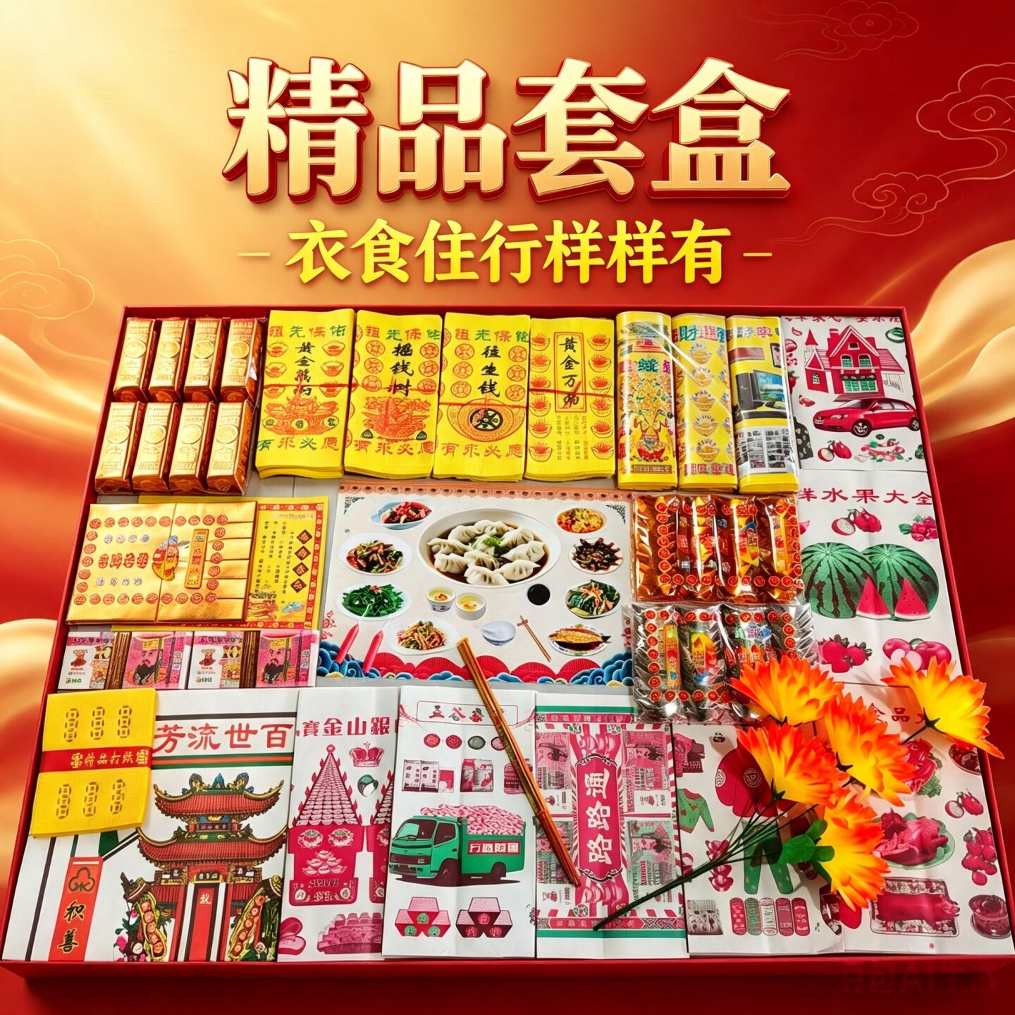 敬祖大全套餐黄纸金条金元宝清烧明纸中元寒衣春节七月半烧用品
