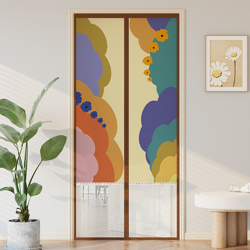 小清新防蚊虫门帘纱网透气卡通隔断帘魔术贴磁性自吸卧室纱门帘,居家布艺,门帘,淘宝优惠券,粉丝福利购,淘宝优惠卷