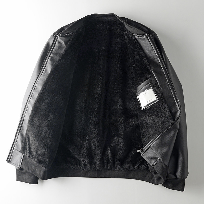 细腻超纤皮时尚皮衣棒球领