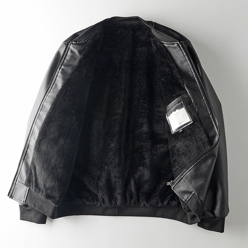 细腻超纤皮时尚皮衣棒球领