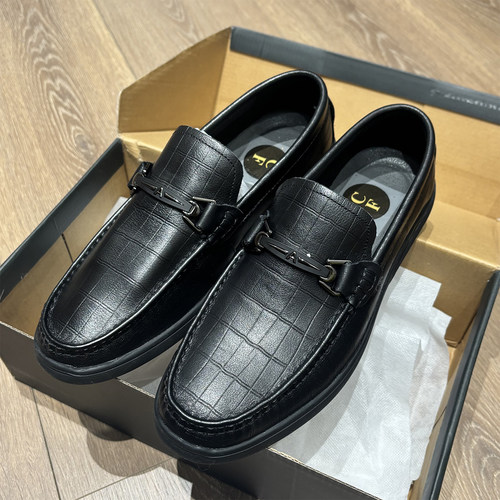 H系头层牛皮商务真皮一脚蹬皮鞋