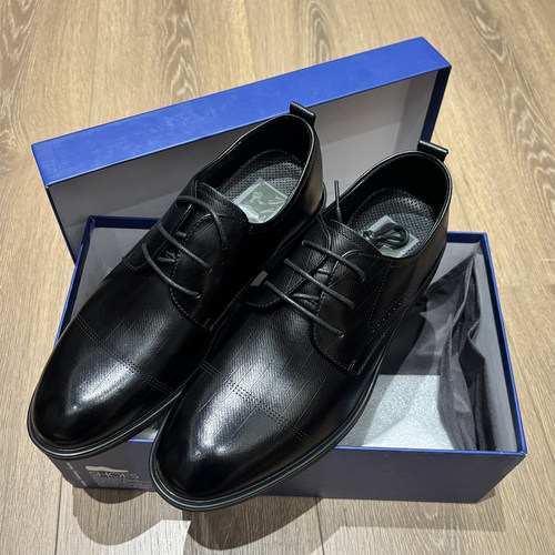 H家头层牛皮务正装黑色皮鞋