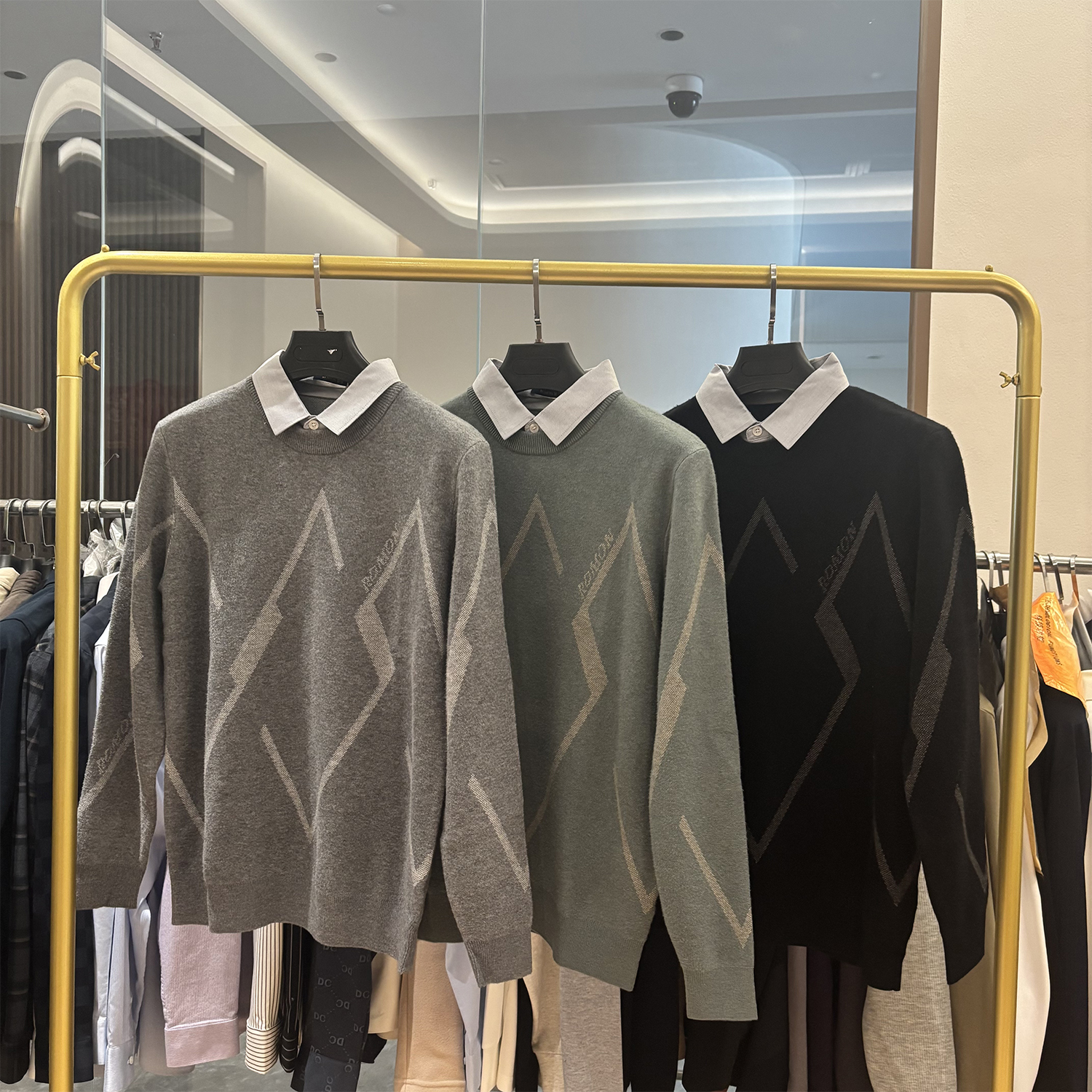 罗家厚实软糯假两件针织衫男毛衣