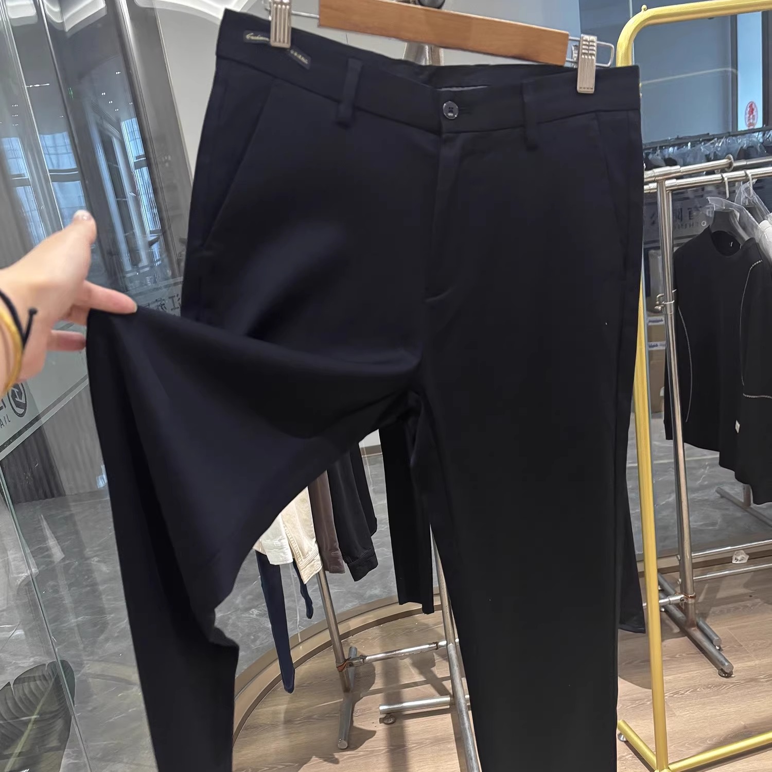 H家高端含羊绒直筒商务休闲裤