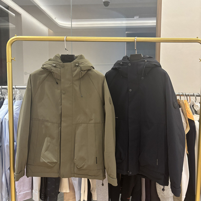 H家工装风休闲连帽保暖羽绒服