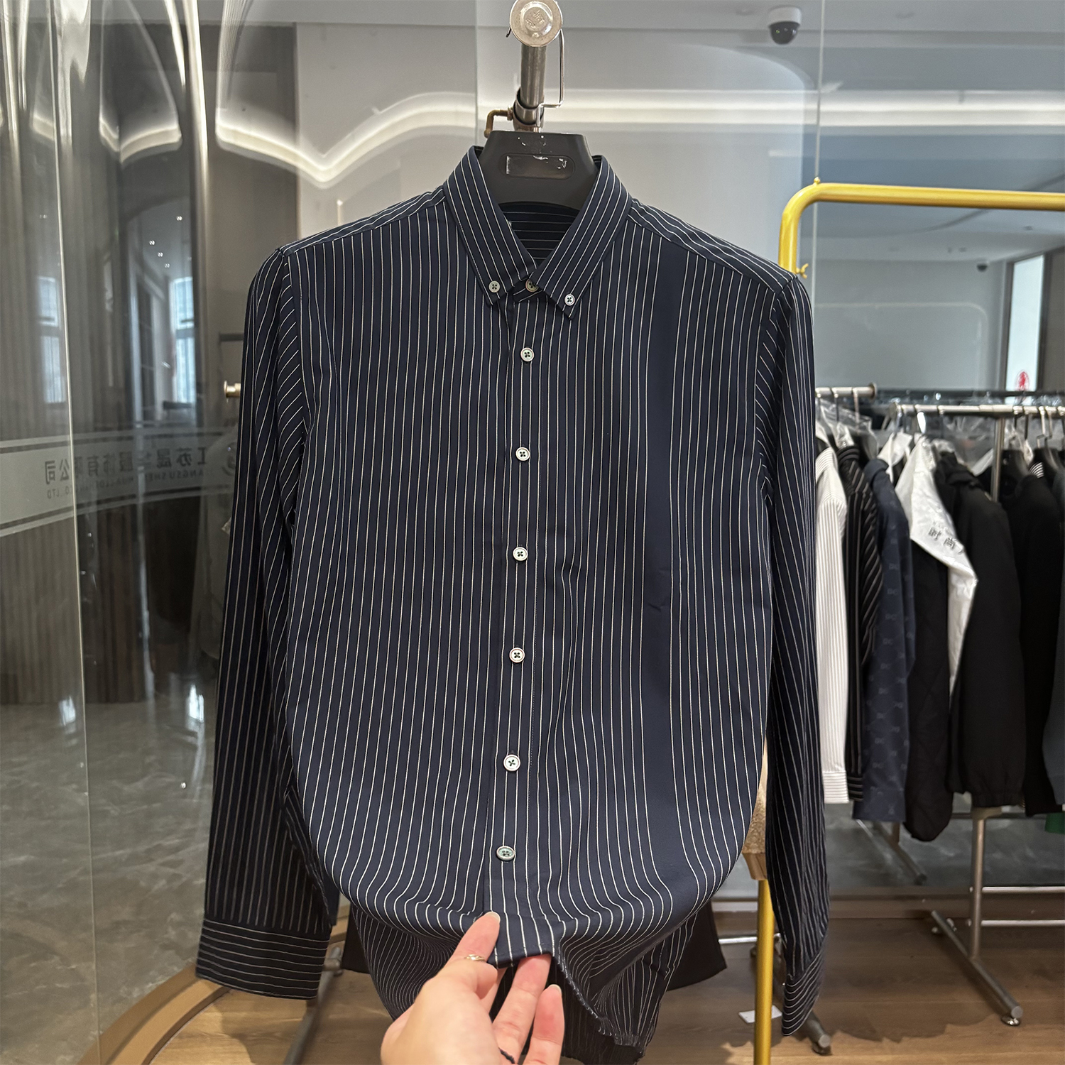 H家弹力抗皱商务休闲长袖衬衫