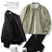 纯色翻领夹克男简约休闲宽松百搭大口袋外套 春秋新品 帅气工装 风