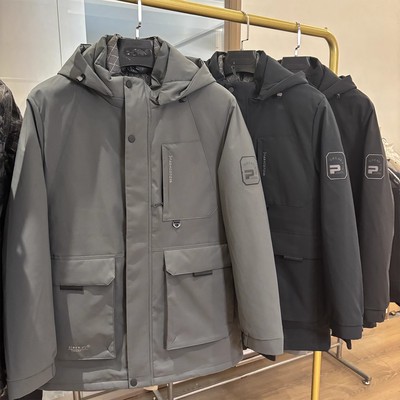 90鹅绒商务休闲中长款羽绒服