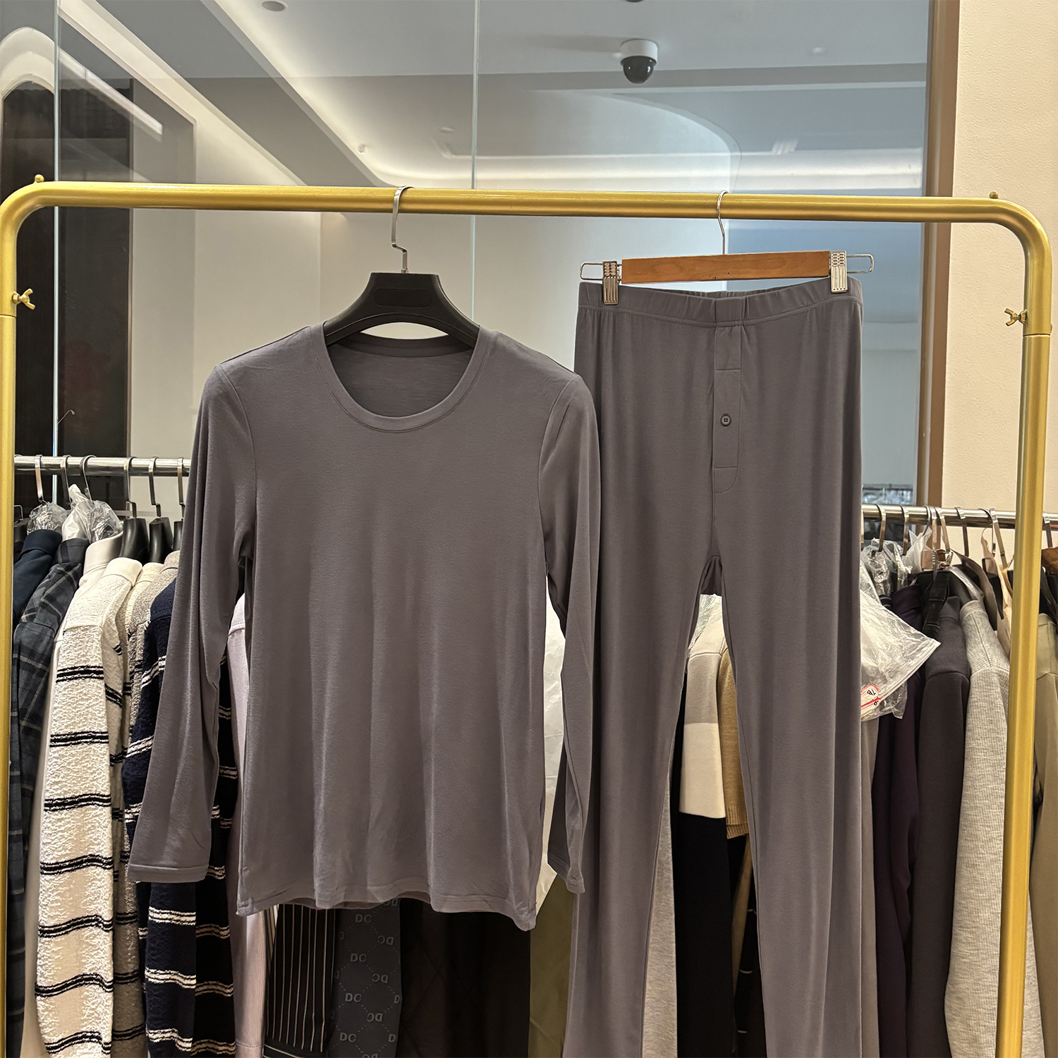 【H家】轻薄柔软秋衣秋裤！秋冬男士简约百搭保暖高弹力内衣套装