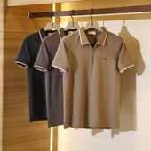 时尚 高品质 T恤男夏季 半拉链纯色刺绣短袖 翻领POLO JV翻领设计