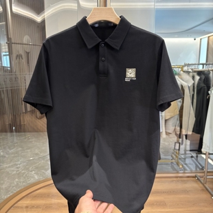 【H家】96棉！龙腾刺绣！夏季新款时尚休闲黑色翻领短袖POLO衫男