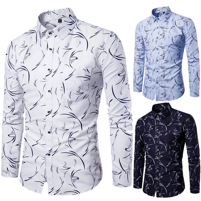 Printed plus size casual trendy long sleeved floral shirt