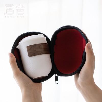 唐舍羊脂玉瓷旅行茶具套组白瓷快客杯一壶四杯防烫可携式包户外家
