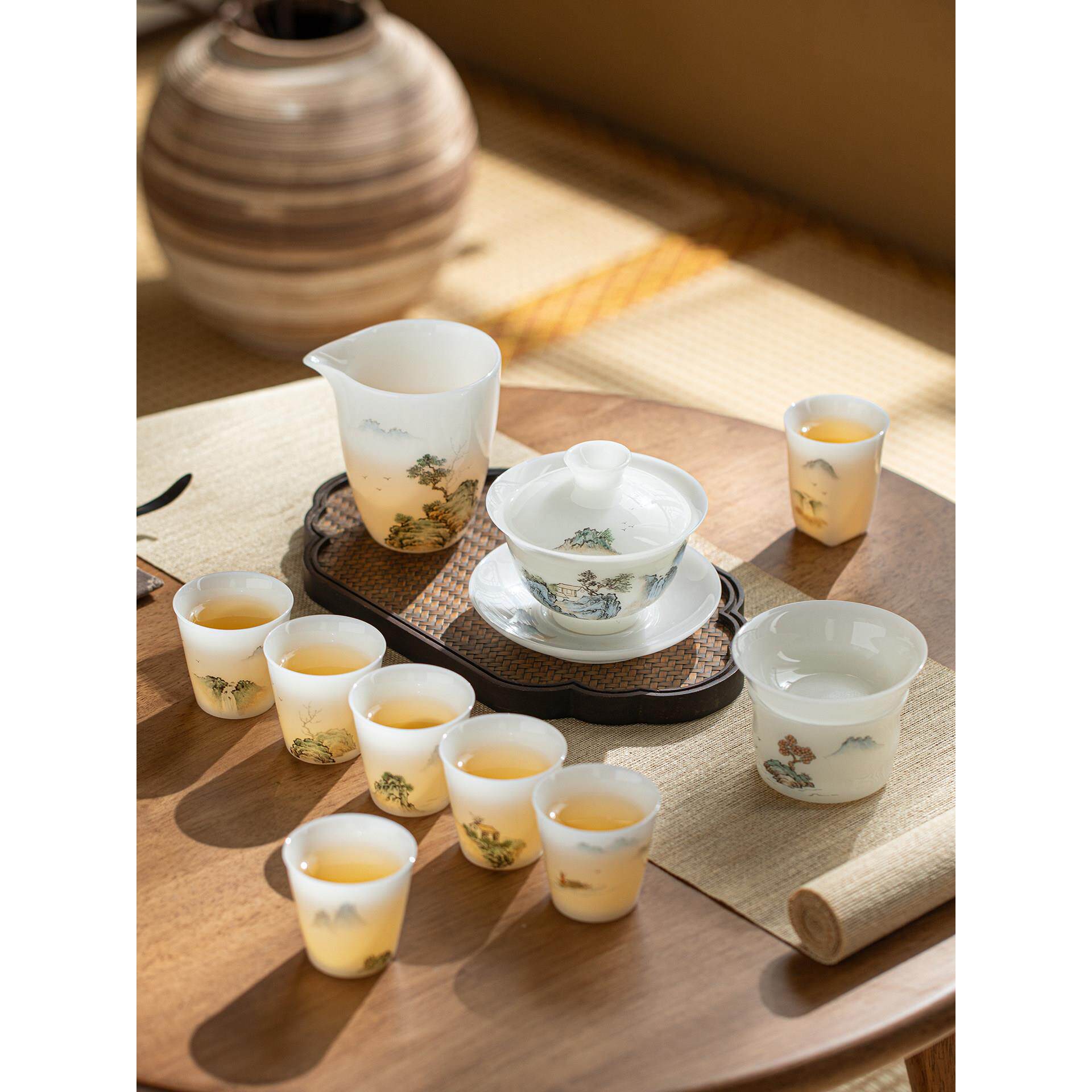 唐舍【春山富居】高端轻奢白皙玉瓷功夫茶具套装礼盒家用便捷送礼
