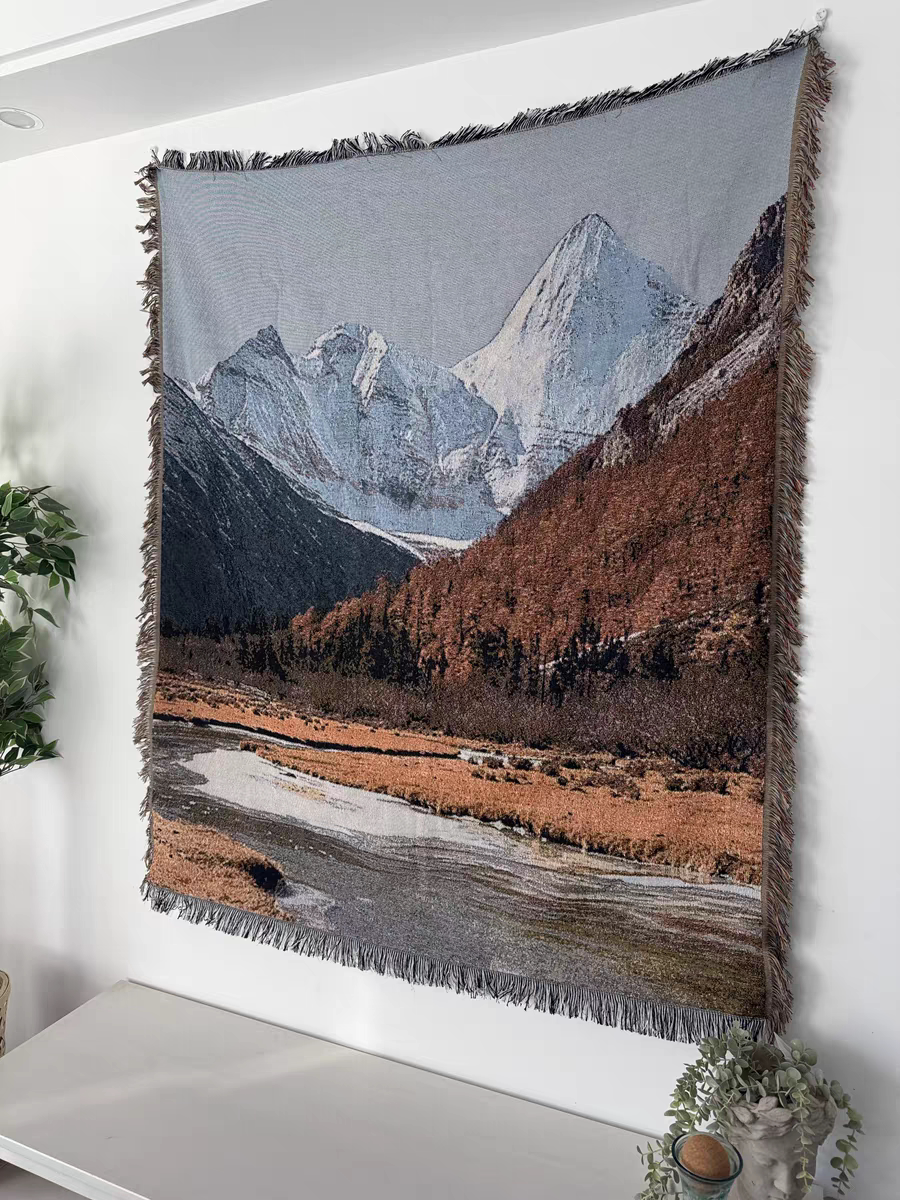 稻城亚丁风景川藏线留念纪念棉线挂毯/壁毯