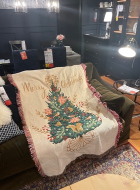 Merry Christmas 圣诞节松鼠松树90*150床头毯铺椅子铺沙发毯子