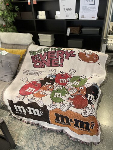果糖MMS豆美式订单卡通儿童房装饰玩耍坐垫床头多用毯沙发毯子