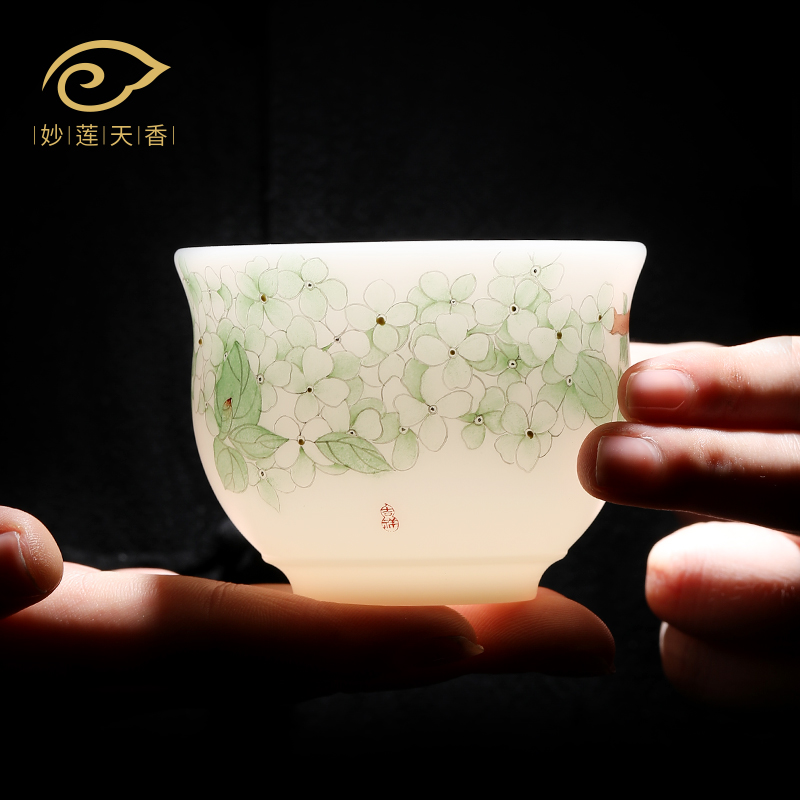 大师手绘栀子花开主人杯茶杯