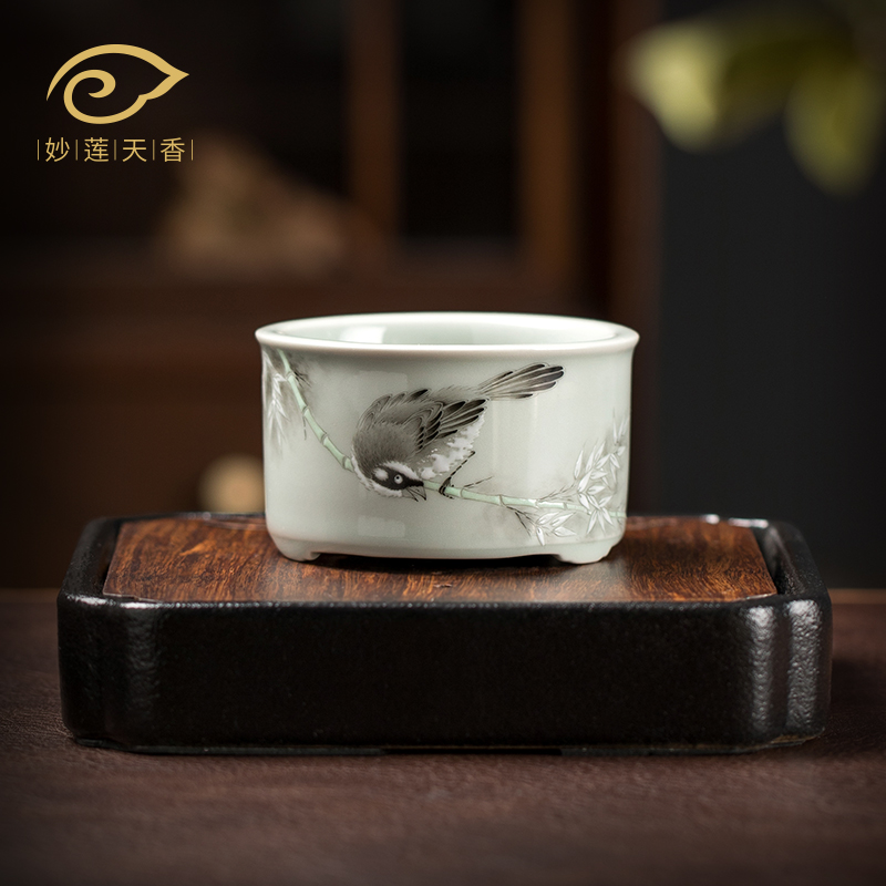 妙莲天香大师手绘《夏装》陶瓷香炉家用中式高档茶桌茶道香薰摆件