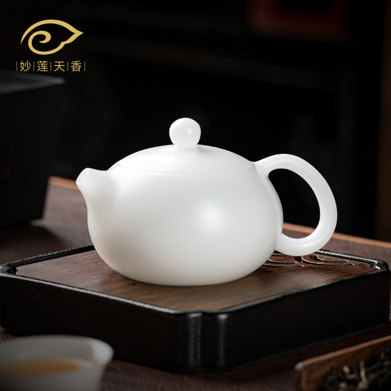 妙莲天香高档手工冰种玉瓷西施壶茶壶泡茶家用中式陶瓷功夫茶具,餐饮具,茶壶,淘宝优惠券,粉丝福利购,淘宝优惠卷