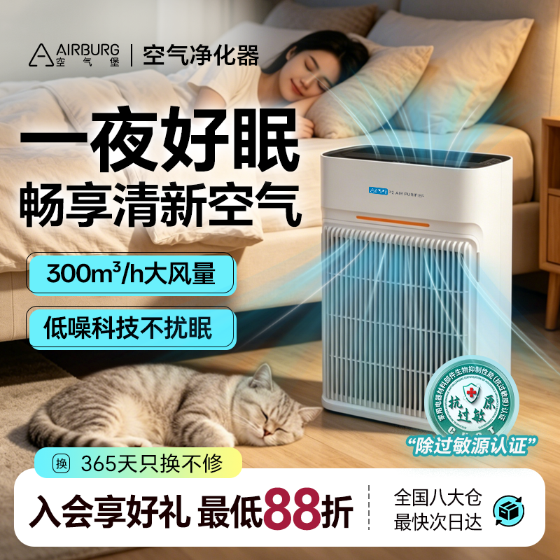 空气堡（AIRBURG）空气净化器除甲醛家用卧室母婴除异味P2净化机