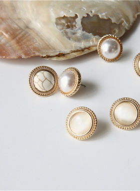 「她非池物」莫奈花园油画风花朵珍珠耳环耳钉宫廷风轻奢复古