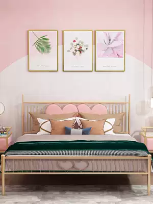 Nordic wrought iron bed sheets double simple modern Net red ins girl princess bed 1 51 8 meters iron bed frame iron frame bed