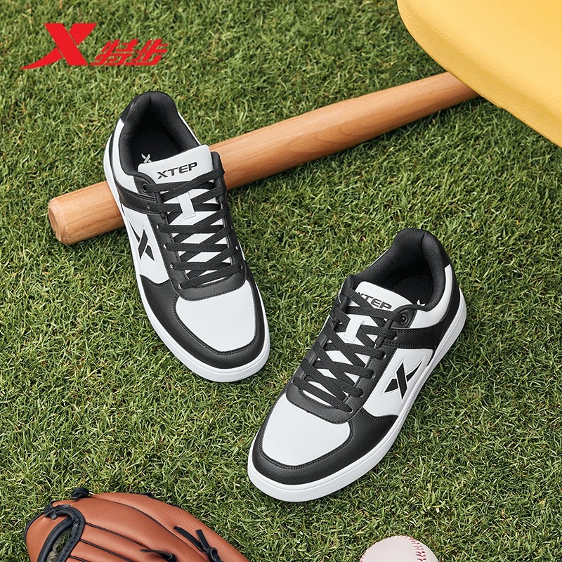 特步男鞋官方正品旗舰板鞋软底时尚百搭黑白休闲鞋日常通勤运动鞋