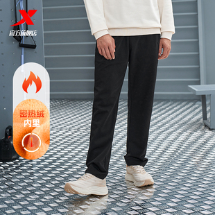 秋季 男装 裤 特步加绒卫裤 直筒针织运动长裤 2025年新款 子男裤 男士