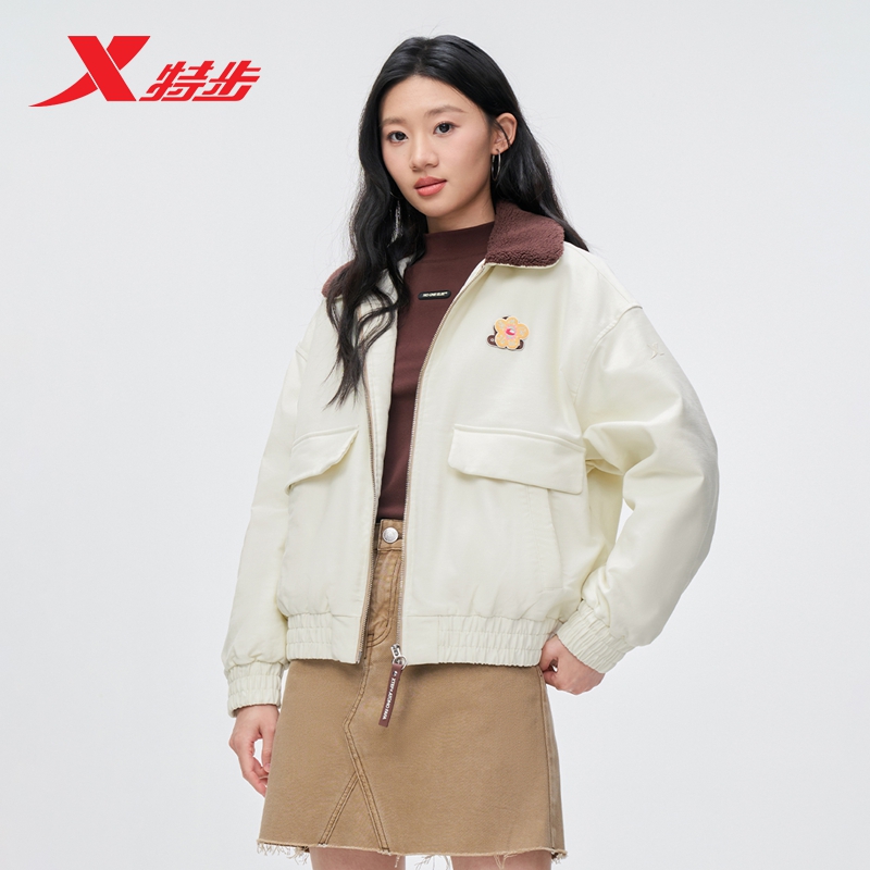 特步夹克女士2025年冬季新款女装运动上衣保暖棉服女975428170471