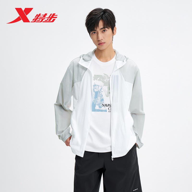 特步风衣男2026年夏季新款男装运动服装连帽外套男974229140101