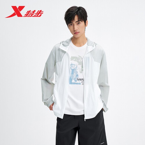 特步风衣男2026年夏季新款男装运动服装连帽外套男974229140101